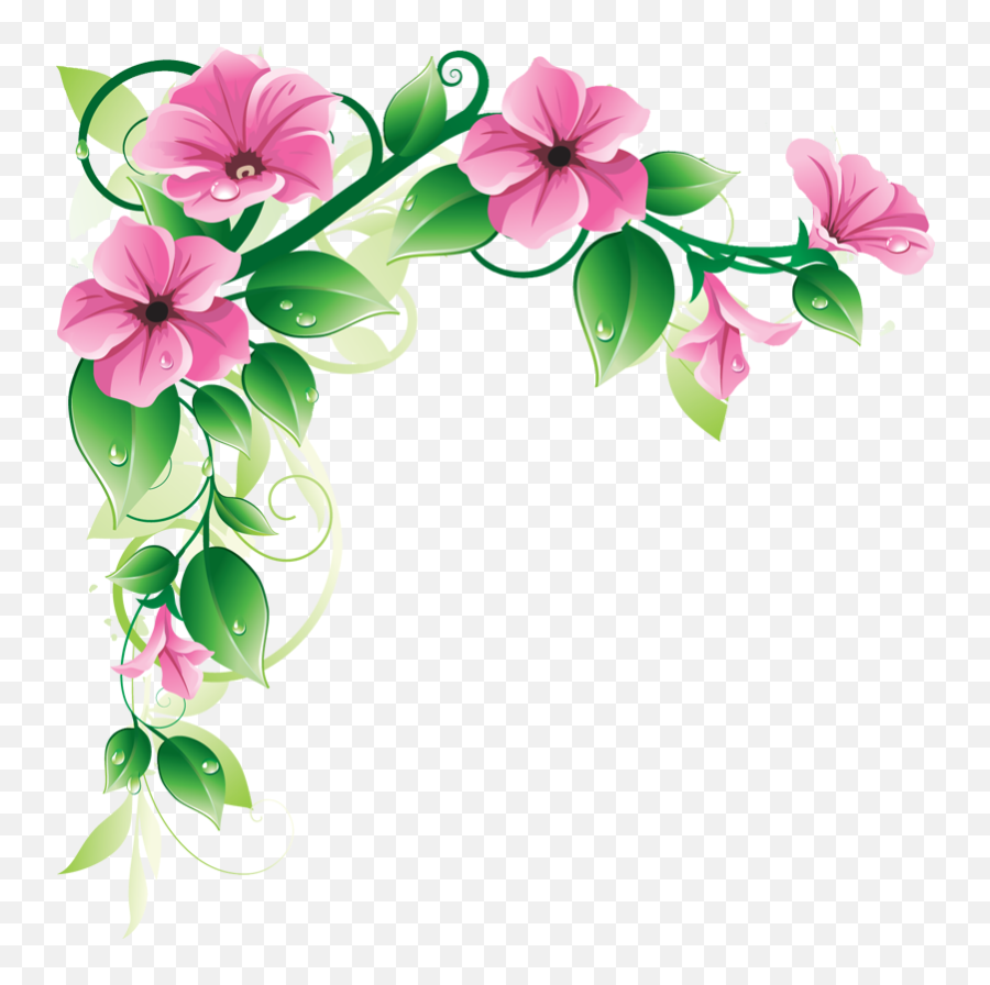 Pink Flower Border Clip Art Free - Border Flower Clipart Emoji,Pink Flower Emoji Transparent