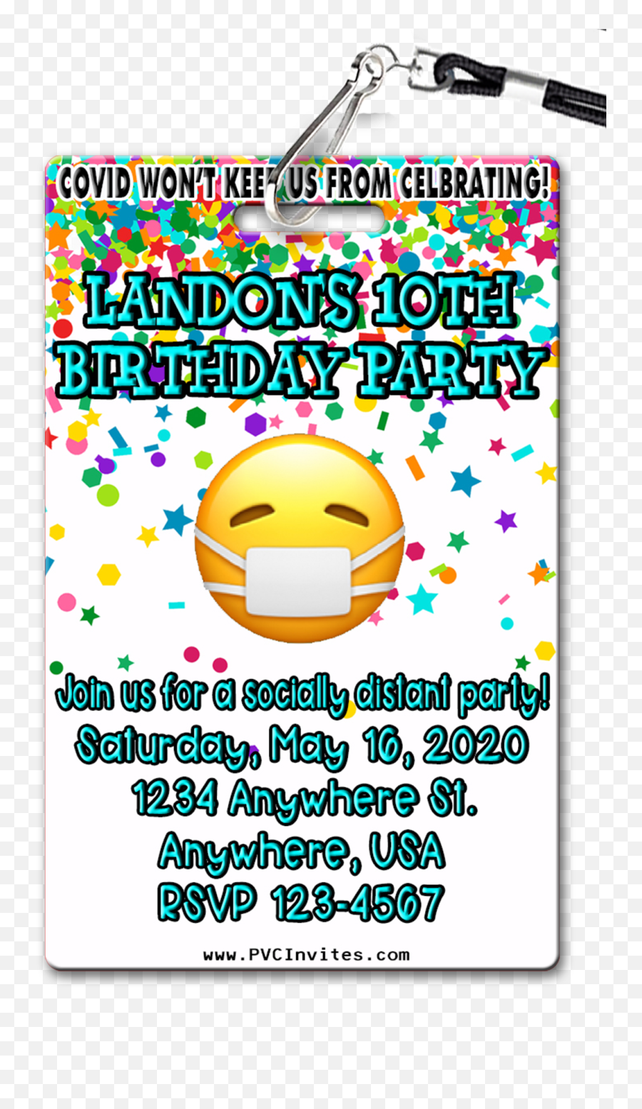 Covid Birthday Party Invitation - Covid Birthday Invites Emoji,Party Emoticon Text