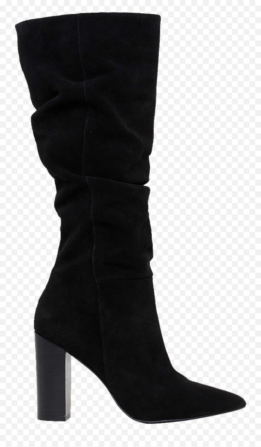 Ruched Knee Boot In Black - Round Toe Emoji,Emotion High Leg Boots