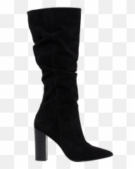Ruched Knee Boot In Black - Round Toe Emoji,Emotion High Leg Boots
