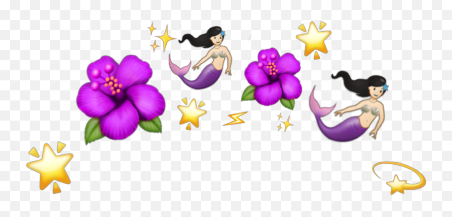 Crown Emoji Mermaid Shine Star Tumblr Cute Purple - Emoji Png Heart Flower,Crown Emoji