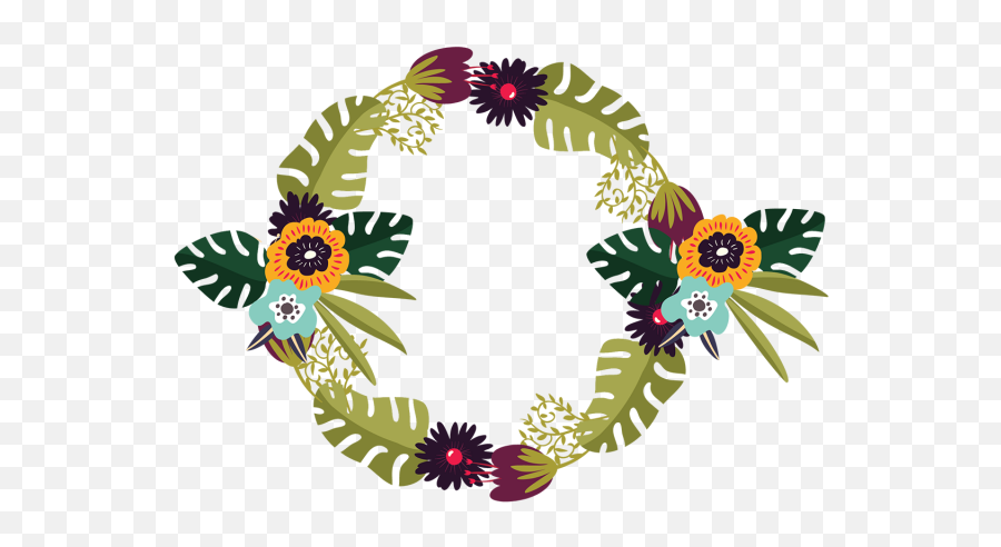Rustic Wreath Png - Tropical Flowers Wreath With Forest Png Corona De Flores Tropicales Png Emoji,Images Of Emojis Wreath