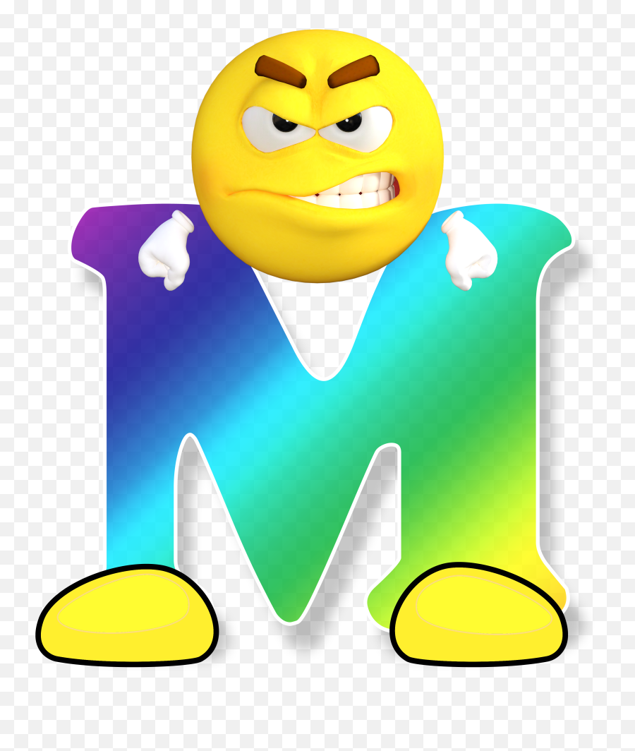 Letter M With Emoticon Face Free Image - Emoji Letters Alphabet M,M Emoticon
