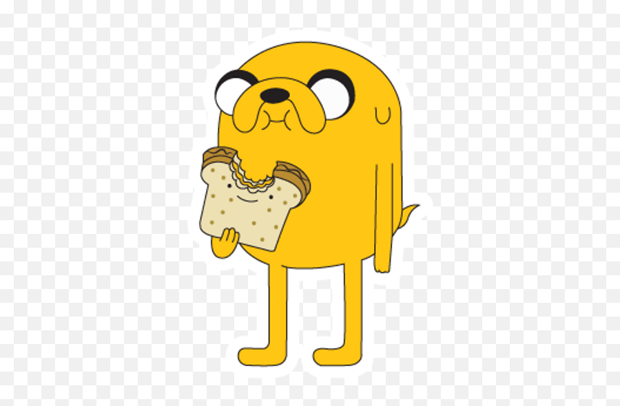 Adventure Time Jake With Sandwich - Sticker Mania Jake Adventure Time Sandwich Emoji,Bmo Emoticon