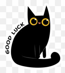 Black Cat Good Luck Sticker - Black Cat Good Luck Sticker Emoji,Kitten Playing With Yarn Ball Forum Emoticon