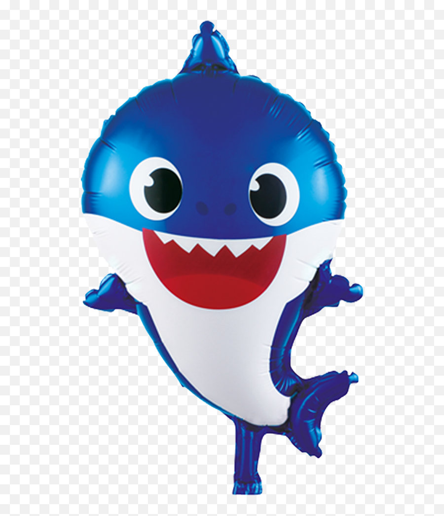 Blue Baby Shark Foil Balloon - Baby Shark Foil Balloon Blue Emoji,Emoji Cake Plates