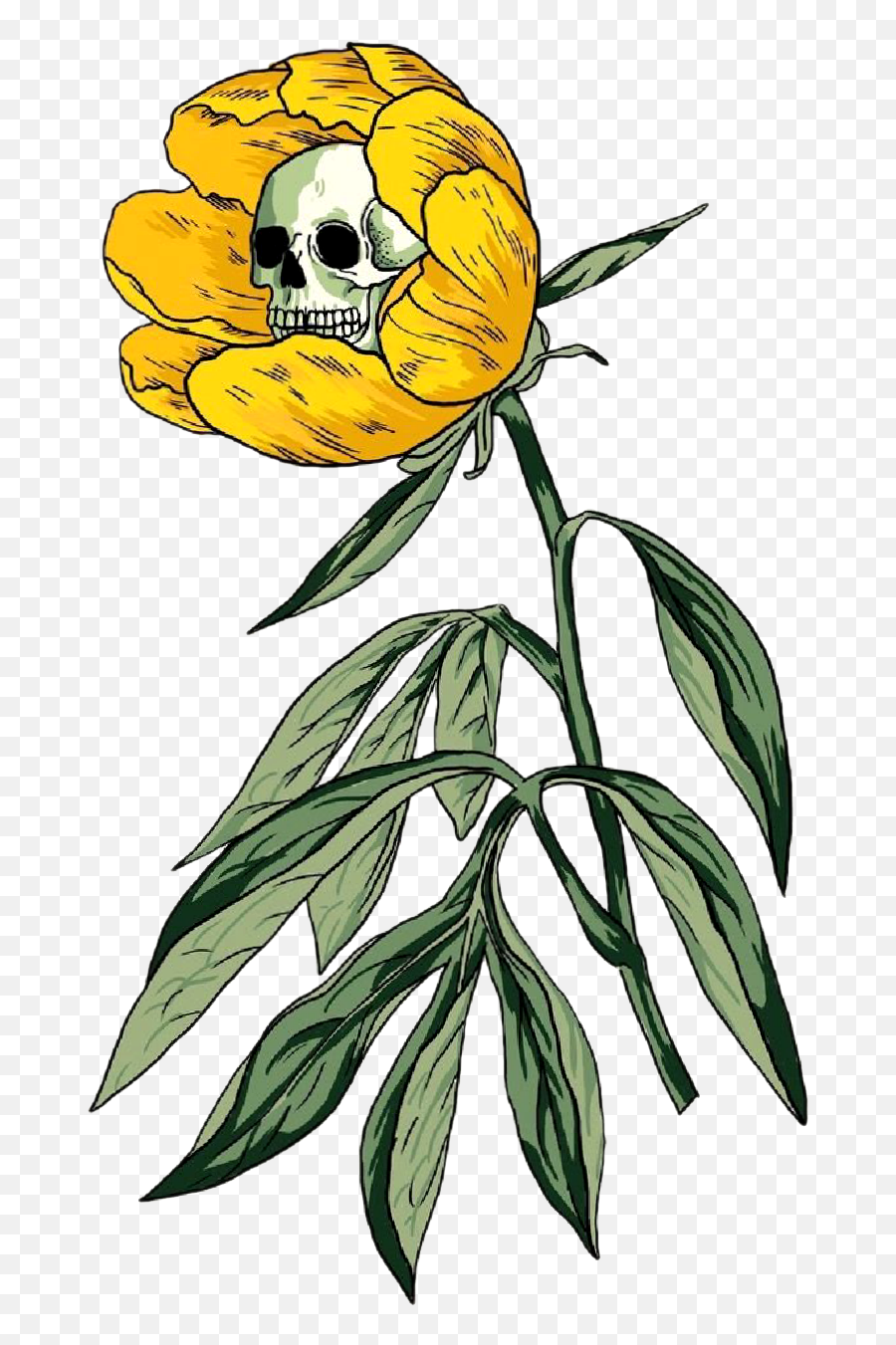 Skullflower Skull Flower Sticker - Creepy Cute Goth Stickers Emoji,Flower Vs Footprints Skull Emoji