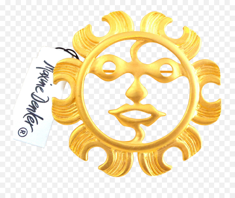 Vintage Maxine Denker Modern Tribal Sun Face Pin Original - Happy Emoji,Sun Face Emoji
