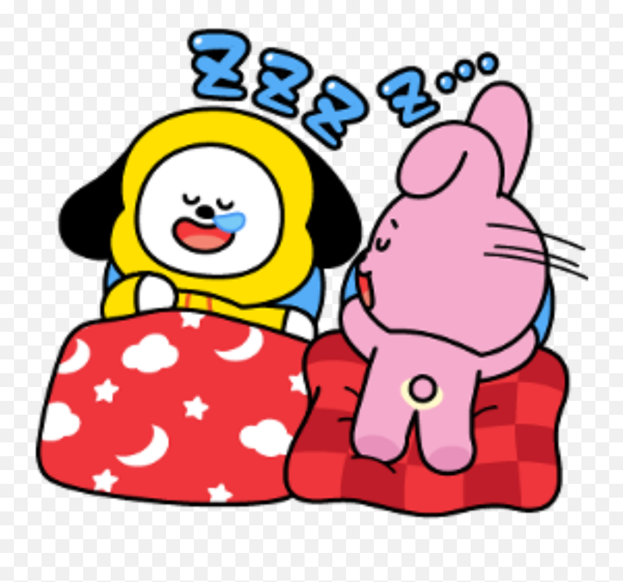Freetoeditchimmy Cooky Bt21 Sleep Remixit Image - Chimmy And Cooky Sleeping Emoji,Bts I See No Difference Emojis