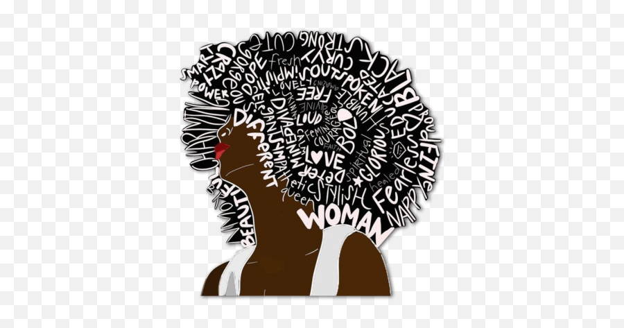 Word Art Curly Afro Gril Clothes Iron On Vinyl Transfer - Hair Design Emoji,Emotion Themed Art