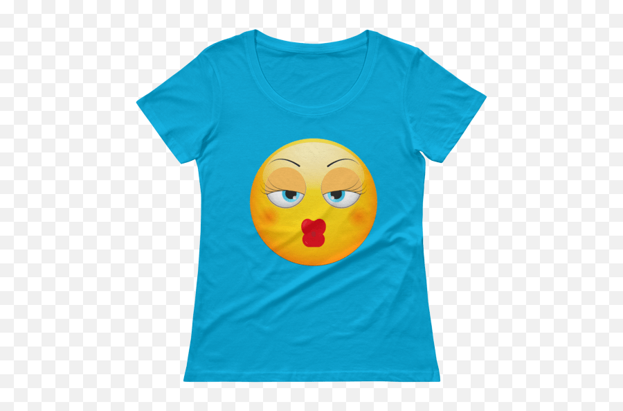 Ladiesu0027 Baby Kiss Emoji Scoopneck T - Shirt 2021,Raspberry Emoji