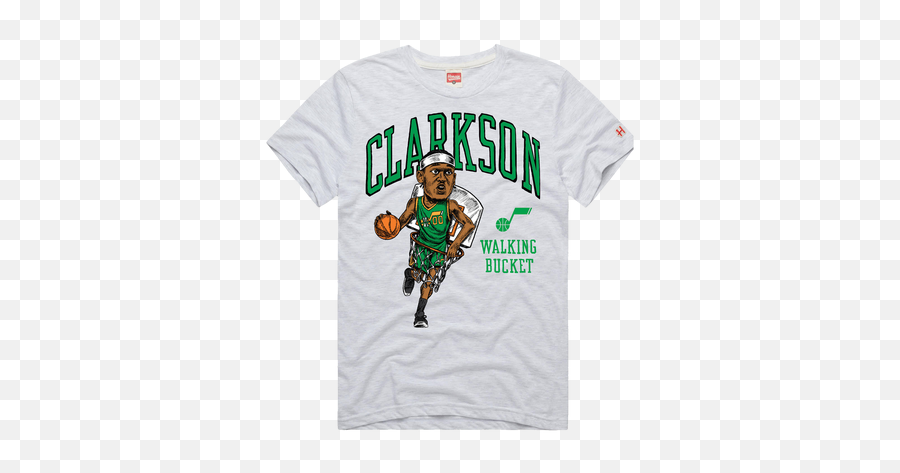 Walking Bucket Nickname Tee - Jordan Clarkson White Earned Homage Jordan Clarkson Walking Bucket Emoji,Emoticon Snowbirds