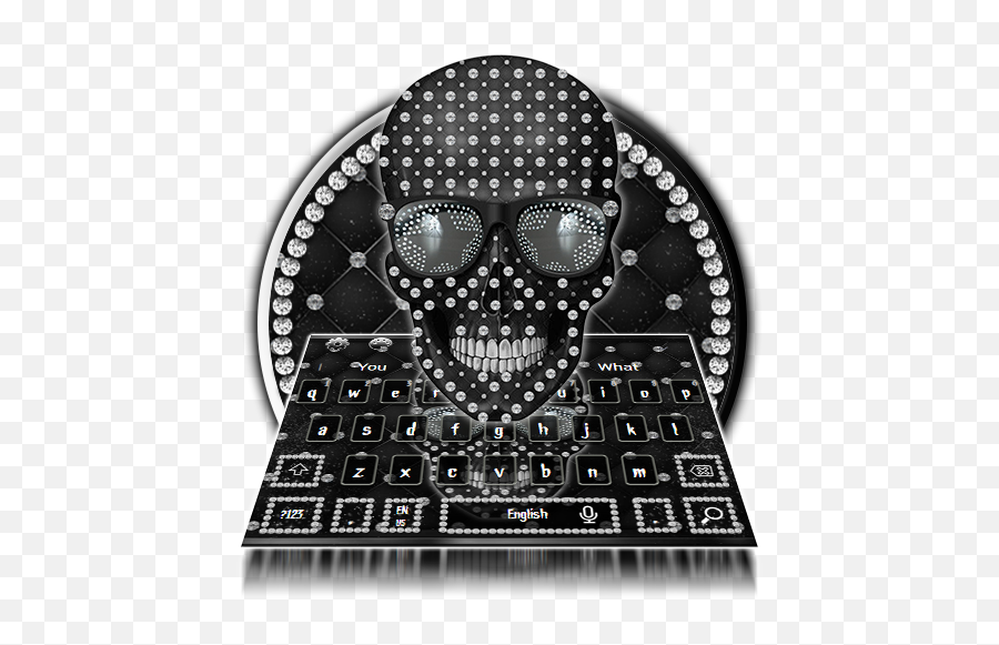 Diamond Black Skull Keyboard Theme - Dot Emoji,Black Emojis Android