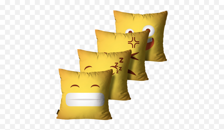 Kit Com 4 Almofadas Emojis Amarelo - Almofada De Natal Verde,Emoji Pillow Kit