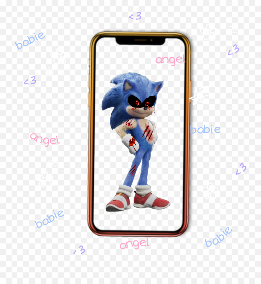 Sonic The Hedgehog Exe Sticker - Black Iphone Mobile Frame Png Emoji,Angel Emoji Phone Case