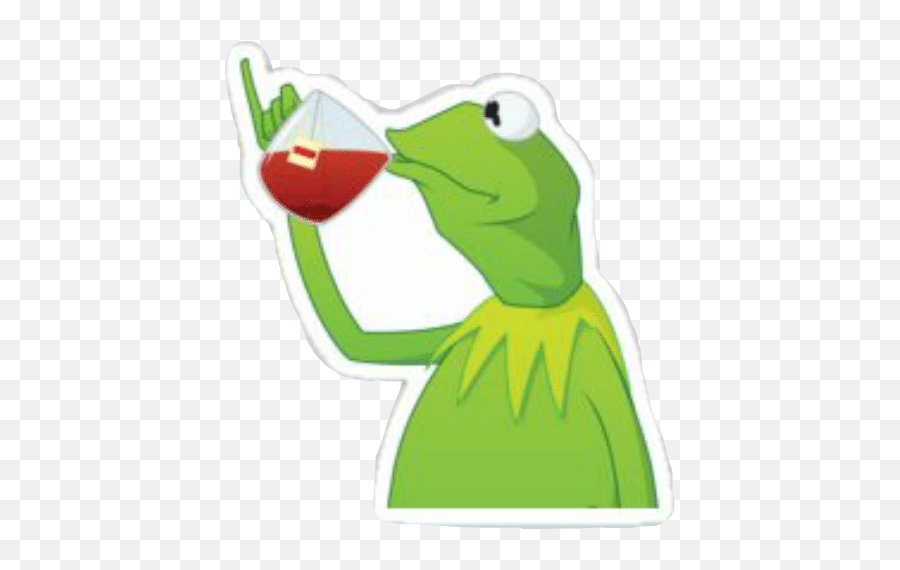Tea Kermit Green Brown White Blue - Kermit Drinking Tea Art Emoji,Kermit And Tea Emoji