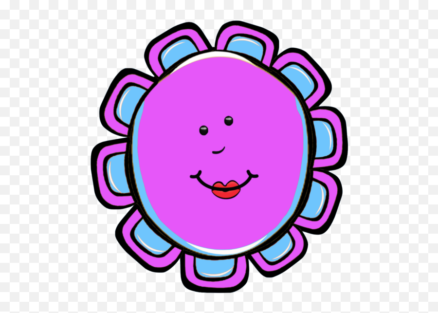 7 Purple Face Cute Cartoon Flower Faces 7 Different Images - Zegary Cienne Czarne Emoji,Flower Text Emoticon Png