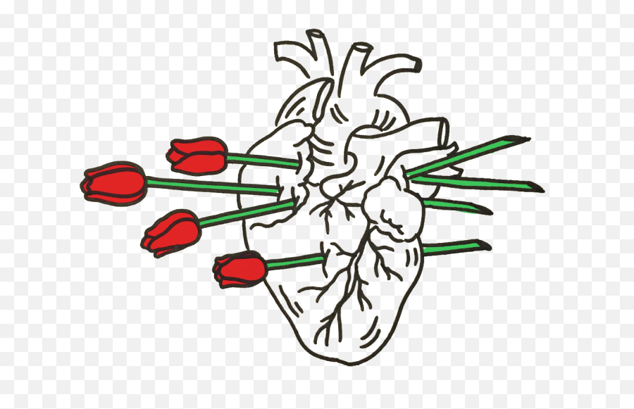 Roses Red Green Black White Heart - Transparent Grunge Tumblr Png Emoji,Stabbed In The Heart Emoji