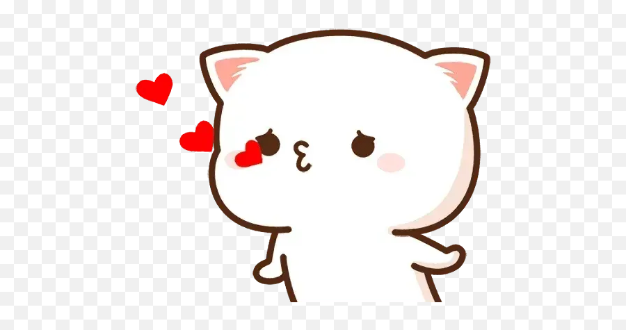 Mochi Mochi Peach Cat Whatsapp Stickers - Cat Gifs Hearts Emoji,Kawaii Cat Emoji