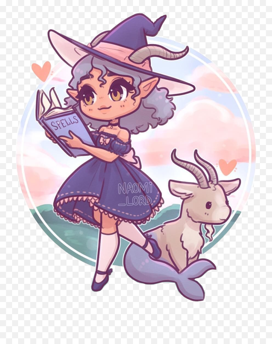 Cute Witch Goat Mermaid Loveit Sticker - Naomi Lord Witch Art Emoji,Goat Emoji Hat