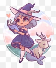 Cute Witch Goat Mermaid Loveit Sticker - Naomi Lord Witch Art Emoji,Goat Emoji Hat