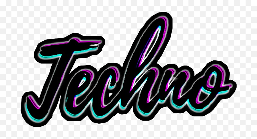 Techno Words Music Neon Sticker - Language Emoji,Techno Emoji