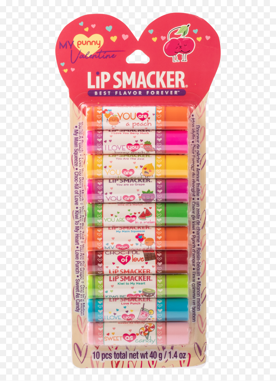 Lip Smacker My Punny Valentine 10 Piece Lip Balm - Lip Smackers Chocolate Emoji,Peach Emoji Backgrounds