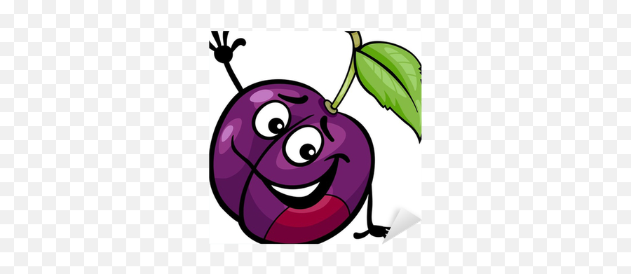 Funny Plum Fruit Cartoon Illustration - Plums Cartoon Emoji,Emoticon For Plum