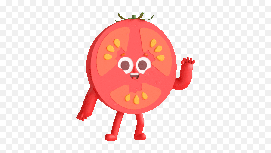 Excited Tomato Waves Hello Sticker - The Other Half Hi Hello Emoji,Emoticons Gif Wave