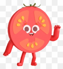 Excited Tomato Waves Hello Sticker - The Other Half Hi Hello Emoji,Emoticons Gif Wave