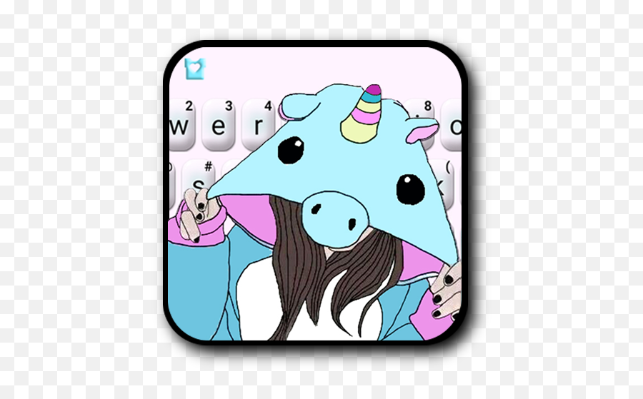 Hat Unicorn Girl Keyboard Theme - Google Play Drawing Emoji,Unicorn Emojis For Android