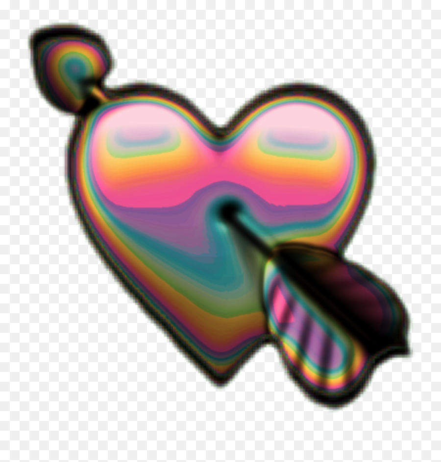 Holo Holographic Heart Hearts Arrow - Iphone Heart With Arrow Emoji,Heart With Arrow Emoji
