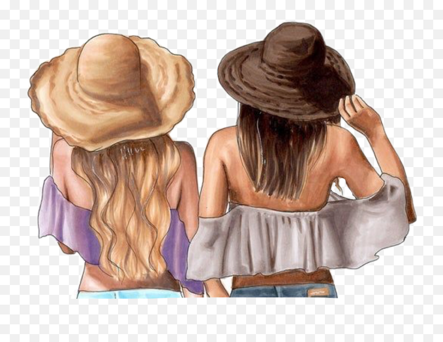 The Most Edited Bestie Picsart - Girls Besties Emoji,Rice Hat Emoji