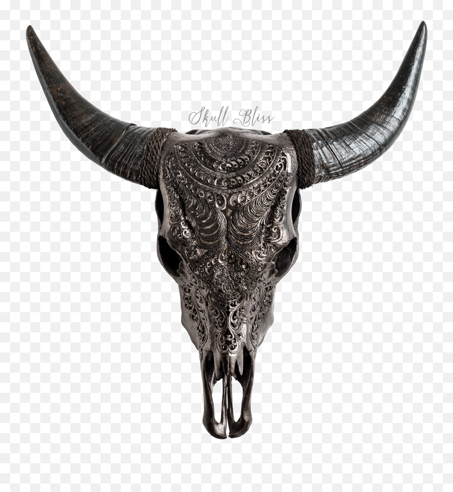 Carved Cow Skull - Cow Skull With The Horns Emoji,Cow Showing Emotion