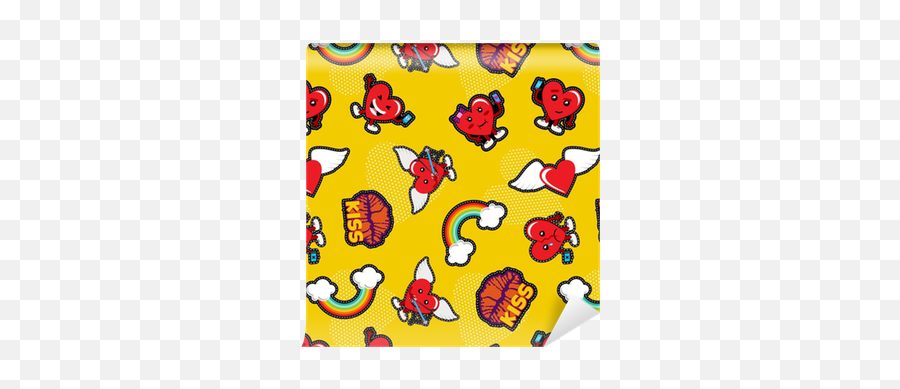 Valentines Day Love Emoji Patch Seamless Pattern Wallpaper U2022 Pixers U2022 We Live To Change - Rug,Emoji Wallpaper For Bedroom