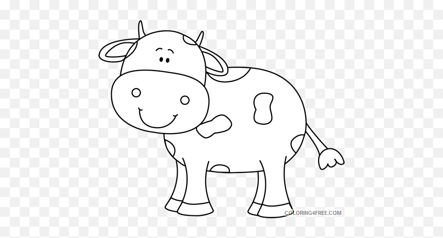 Cow Outline Coloring Pages Cow Clip Printable Coloring4free - Cow Outline Clipart Free Emoji,Coloring Pages Of Emojis Crowns