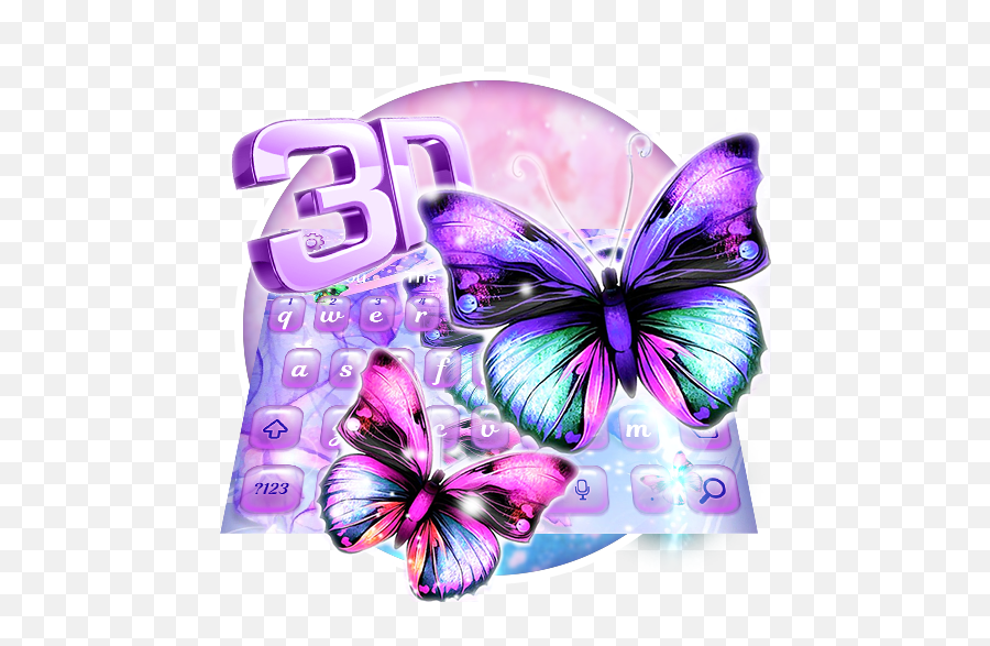 3d Beautiful Butterfly Parallax - Girly Emoji,3d Emoji Keyboard