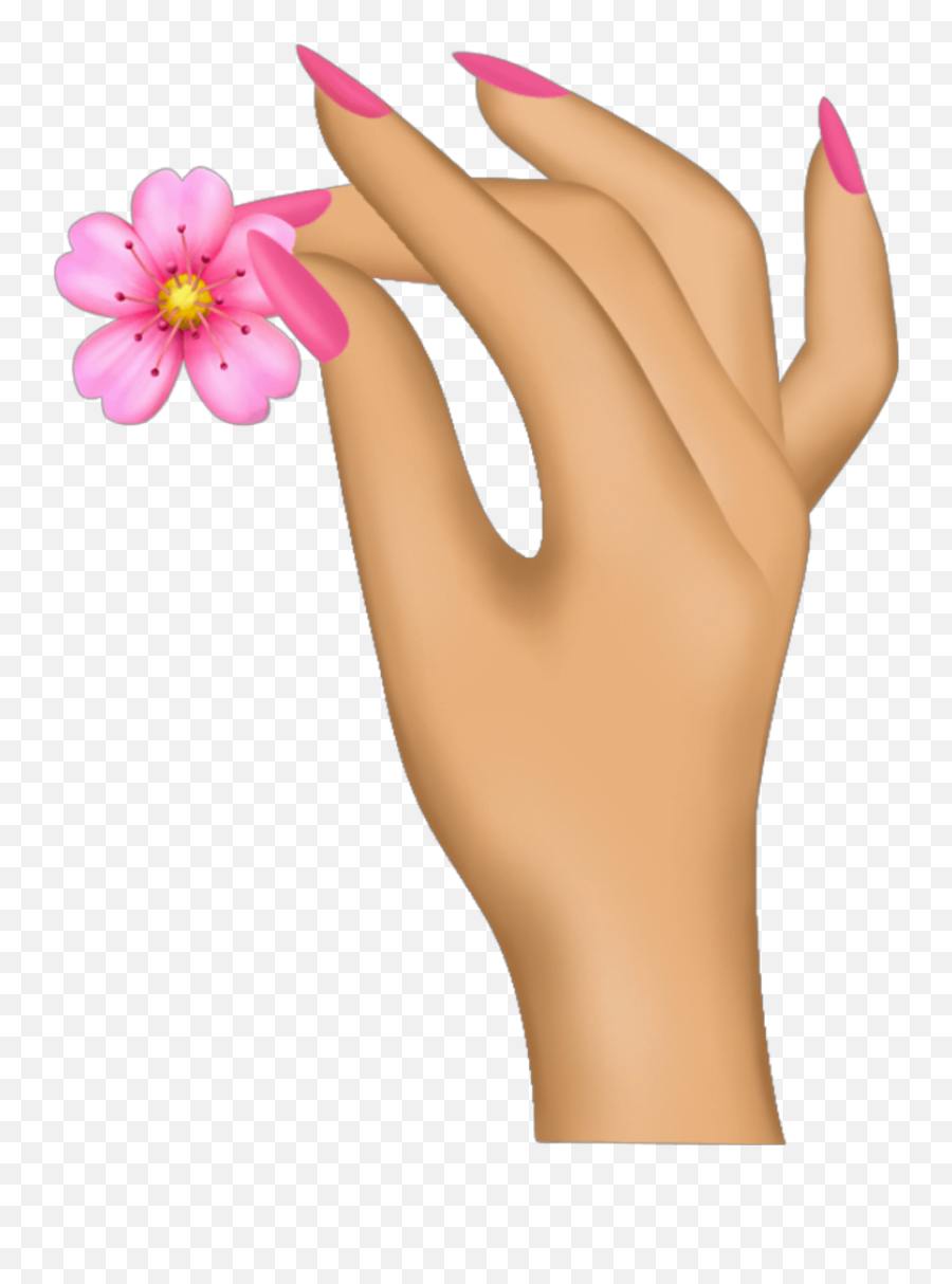 Emoji Emojis Hand Girl Flower Sticker - Girly,How To Make An Emoji On Your Nails
