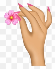 Emoji Emojis Hand Girl Flower Sticker - Girly,How To Make An Emoji On Your Nails