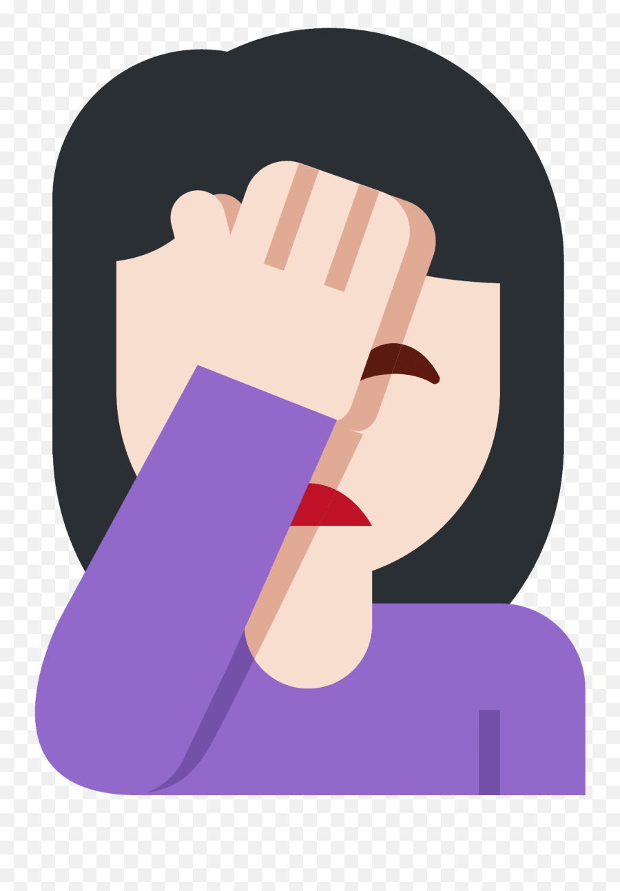 Woman Facepalming Emoji With Light Skin - Emoji Mujer Mano En La Cara,Facepalm Emoticon