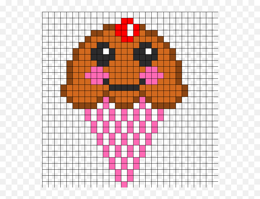 Ice Cream Cone Perler Bead Pattern - Pixel Art Ice Cream Grid Emoji,Anime Emoticon Perler Pattern