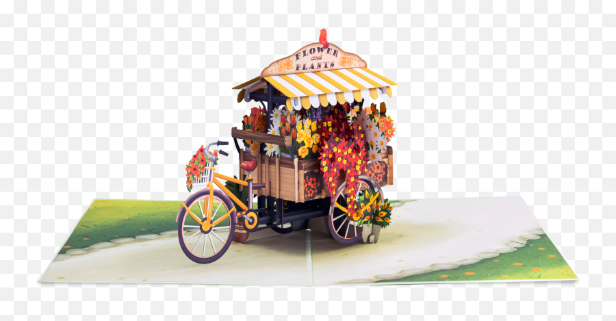 Flower Bike Pop Up Card U2013 Paper Love Emoji,Rickshaw Emoji