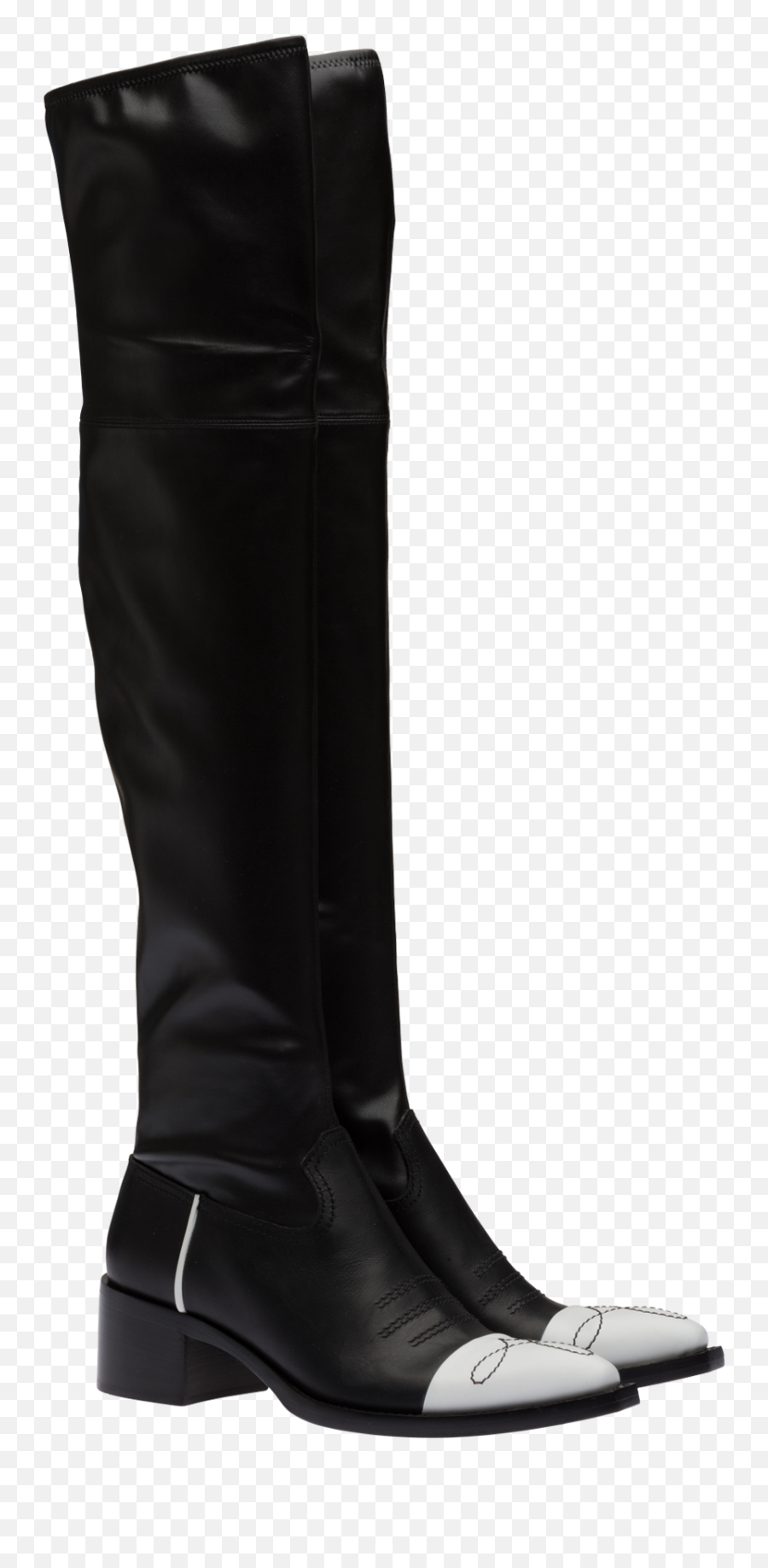 Leather And Stretch Fabric Boots Emoji,Emotion High Leg Boots