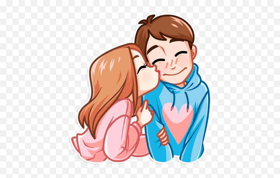 Love Boy Girl Lovely Kiss Sticker - Telegram Love Story Stickers Emoji,Boy Girl Kissing Emoji