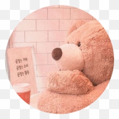 Aesthetic Korean Sticker - Peach Aesthetic Teddy Bear Emoji,Peach Emoji Plush