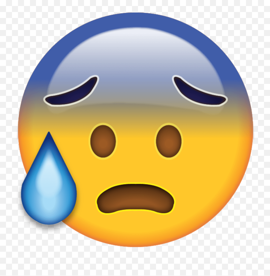 Cold Sweat Emoji - Transparent Background Worried Emoji,Scared Emoji