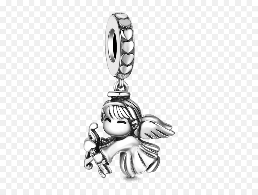 Silver Cupidu0027s Arrow Dangle Charm - Angel Emoji,Moon Emoji Friendship Necklaces