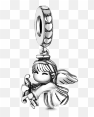 Silver Cupidu0027s Arrow Dangle Charm - Angel Emoji,Moon Emoji Friendship Necklaces
