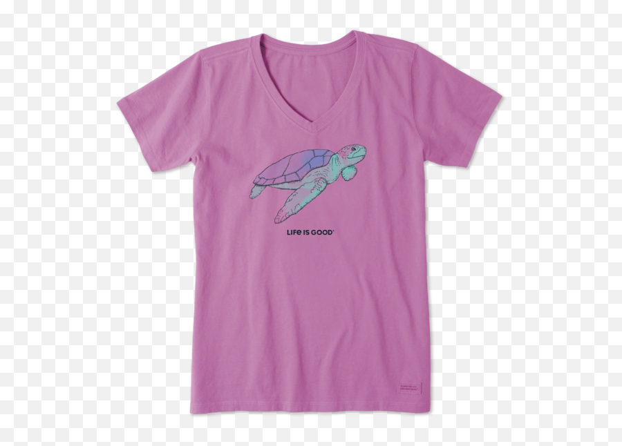 Sea Turtle Crusher Vee - Life Is Good Butterfly Pink Shirt Emoji,Official Turtle Emoji