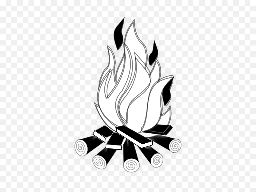 Campfire Camp Fire Black And White Clip Art At Vector Clip - Black And White Fire Clip Art Transparent Background Emoji,Bonfire Emoji